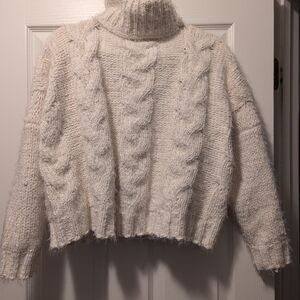 Cream Cable Knit Turtleneck Sweater
